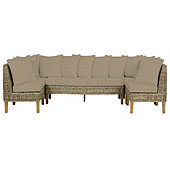 Rosalind 5-Piece Wicker Banquette Set with Seat Cushions & 12 Back Pillows - 19