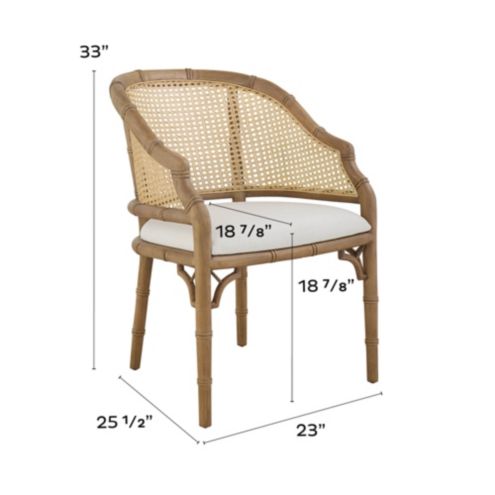 Anna Cane Dining Chair with Handwoven Cane & Performance Upholstery