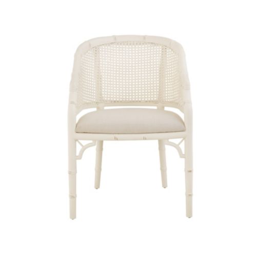 Anna Cane Dining Chair with Handwoven Cane & Performance Upholstery