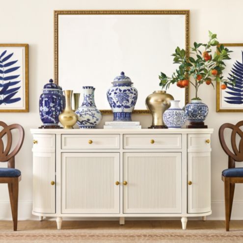 Tilde Curved Sideboard Cabinet with Fluted Doors & Adjustable Shelves