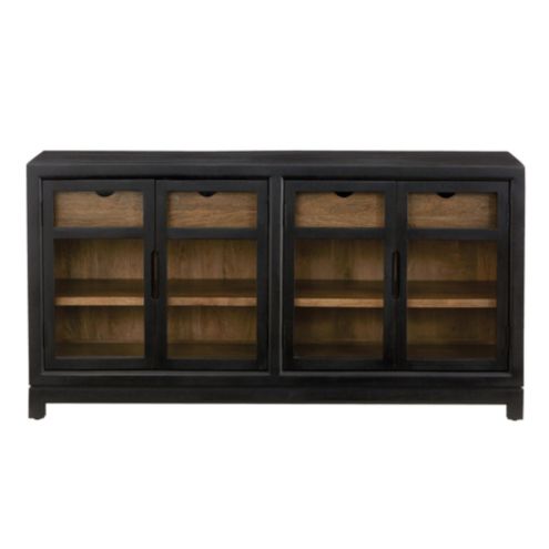 Buffet cabinet deals glass doors