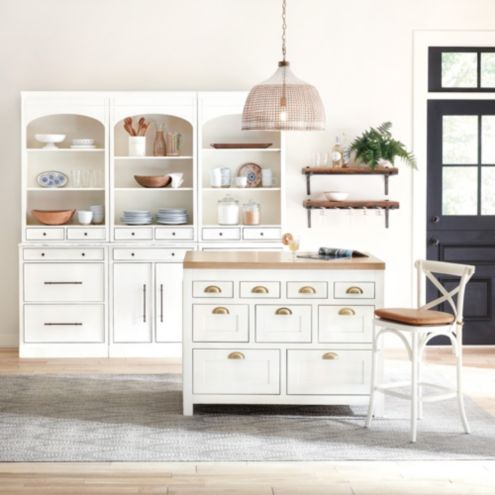 Paulette Servers Set of 3 with Adjustable Shelves & Marble Insert