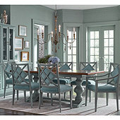 Casa Florentina Tarvine Double Pedestal Extension Dining Table with Walnut Top - Custom