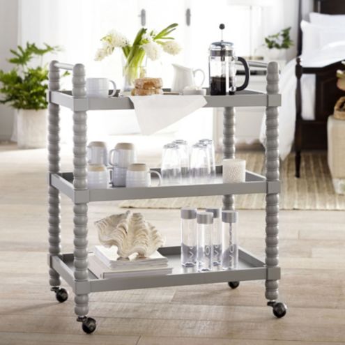 Thora Spool Bar Cart - Warm Gray | Ballard Designs