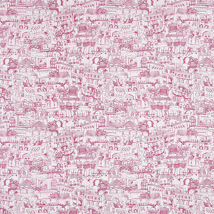 Almeria Pink City Toile Drapery Fabric