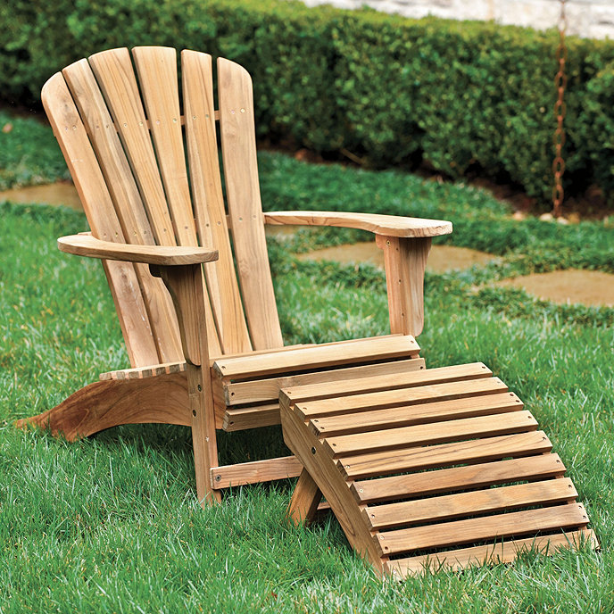 Teak Adirondack Chair with Folding Ottoman Ballard Designs