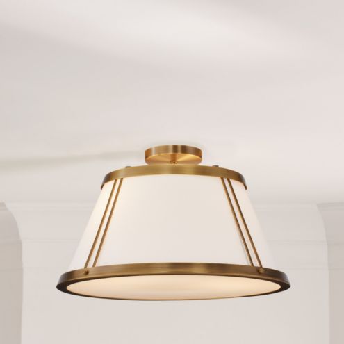 Camille Semi Flush Mount White Shade Drum Ceiling Light Fixture Ballard Designs home lighting image