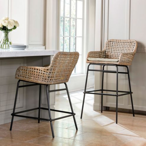 Della Brass Bamboo Bar Stool with Back