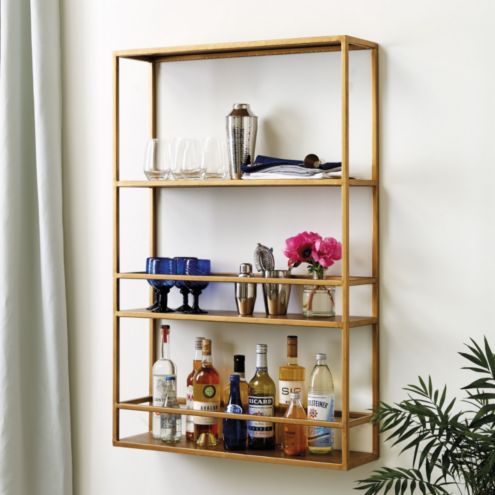 Marloe Brass & Thin Glass Shelves Floating Bookcase