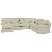 Baldwin 4-Piece Sectional Slipcover - Left Arm Chaise, Right Arm & Armless Loveseat with Corner - Trilby Basketweave Natural