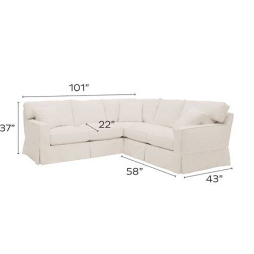 Graham 3 Piece Sectional Slipcover Special Order Fabrics