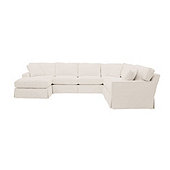 Graham Slipcovered 4-Piece Sectional with Left Arm Chaise and Right Arm Loveseat