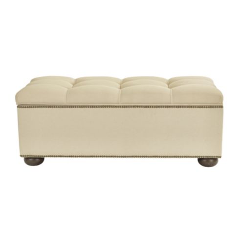 Amelia Tufted Storage Bench with Brass Nailheads