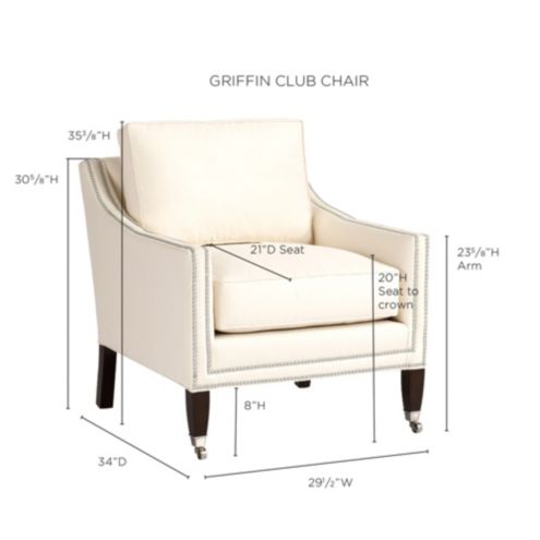 Griffin Chair and Ottoman with Aged Brass Nailheads | Ballard Designs