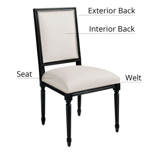 Black King Louis XVI Dining Chair with Solid Back Cushion - Royal