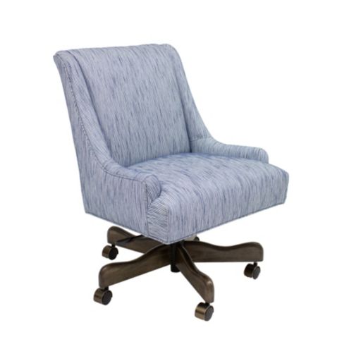 Gramercy Desk Chair in Biff Indigo InsideOut Performance with Chestnut finish