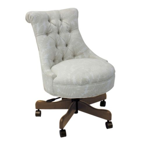 Elle Tufted Desk Chair in Cara White InsideOut Performance w