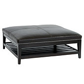 Carmen Leather Ottoman with Pewter Nailheads