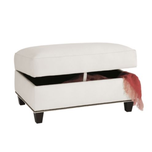 Tate Upholstered Storage Ottoman With Pewter Nailheads Ballard