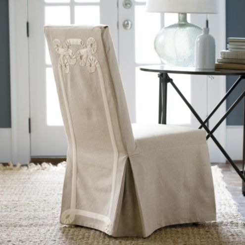 Parsons Chair Slipcover Twirls Tape Ribbon