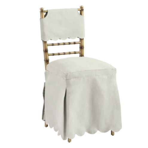 Bunny Williams Ballroom Folding Chair Long Slipcover - Spa Linen