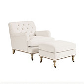 Maggie Chair and Ottoman with Brass Nailheads