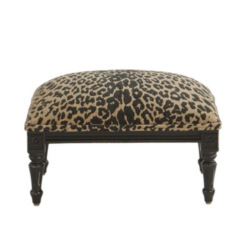 Louis XVI Footstool Leopard Safari Skin Sunbrella Fabric