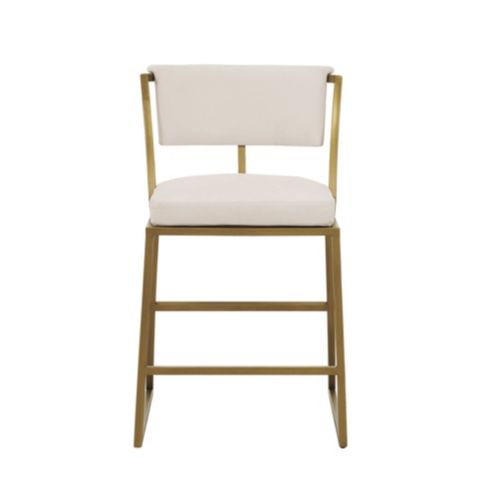 Allister Custom Upholstered Counter Stool in Brass