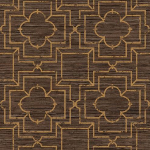 Port Trellis Wallpaper Brown/Gold Double Roll | Ballard Designs