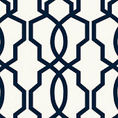 Imperial Trellis Wallpaper Double Roll - Navy/White