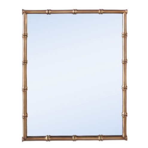 Delamare Mirror with Antique Brass Finish & Bamboo Details