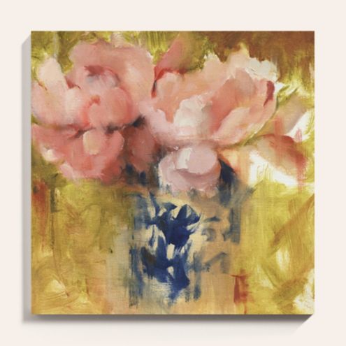 Peonies in Blue Stretched Canvas Art