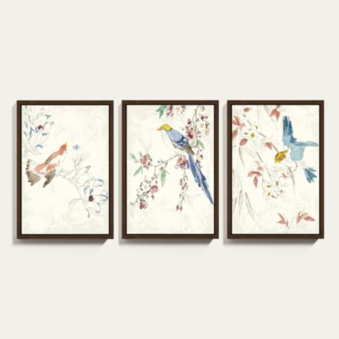 Chinoiserie Bird Watercolor Framed Art Print Series