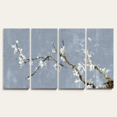 Cornflower Sakura Blossoms Art - Set of 4