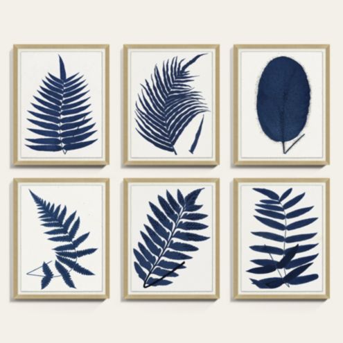 Indigo Fern Leaf Oak Framed Print