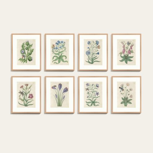 Book of Flower Studies Framed Print with Giclee Art & Natural Wood Frame