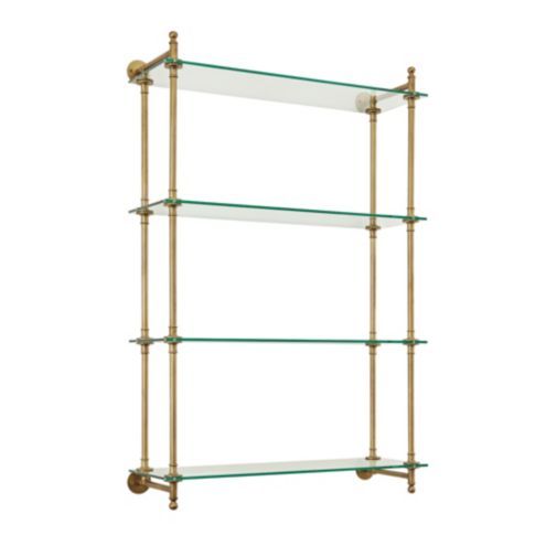 Marloe Brass & Thin Glass Shelves Floating Bookcase